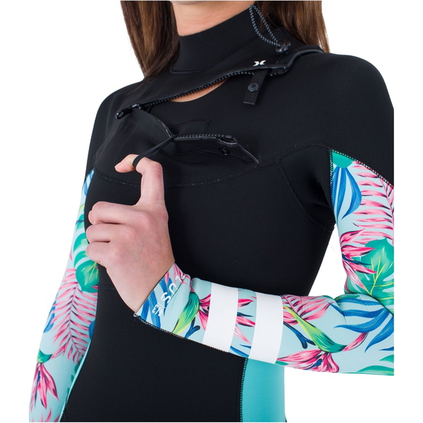 2024 Hurley Frauen Plus Printed 4/3mm Brustreißverschluss Neoprenanzug WFS0012433 - Java Tropical
